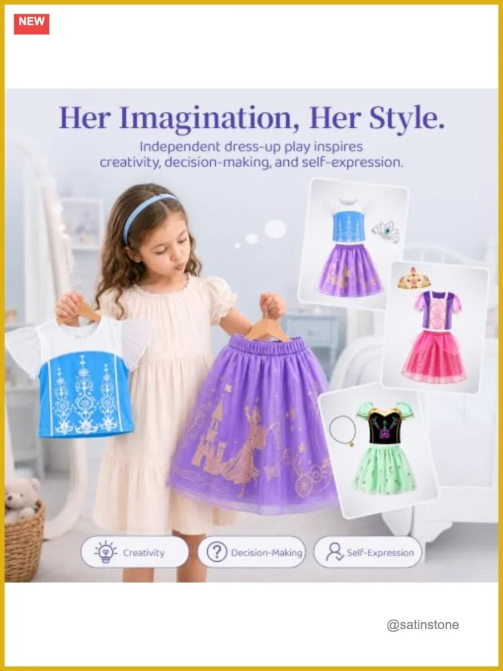Princess Dress Up Trunk Set 16pcs Girls Costume Pretend Play 3-8Y